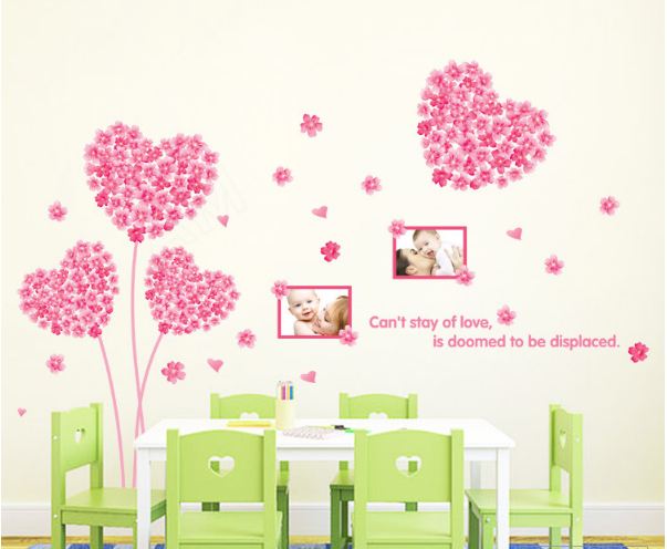 Decal trái tim hồng 4